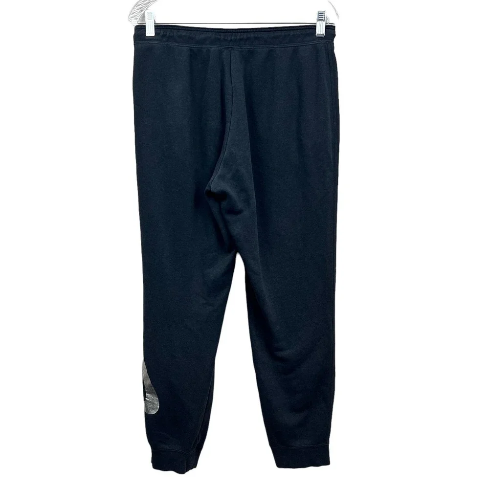 Nike Womens Jogger Pants Sportwear Drawstring Waist Metallic Logo Print Black M*